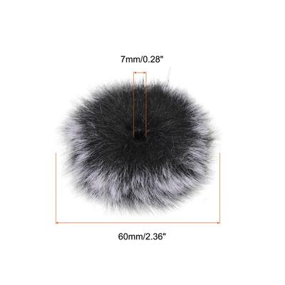 Furry Microphone Windscreen 7mmx 60mm Mic Cover Windshield Black White 2 Pack - Black White