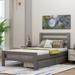 Wood Platform Bed Twin Bed with Headboard, Footboard and 2 Drawers, Gray