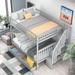 Full over Full Bunk Bed with 2 Storage Drawers and 3-Tier Shelf Staircase Ladder, Gray