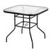 Cfowner Outdoor Dining Table Dark Chocolate Dining Glass Table for Yard Garden Square Toughened Glass Outdoor Patio Furniture