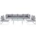 Ergode Fortuna 7 Piece Outdoor Patio Sectional Sofa Set - White Gray