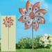 Garden Wind Spinners Stake Metal Windmill Stick for Yard Patio Garden Outdoor Decor Kinetic Metal Art Rustic Retro Design with Sparkling Gems