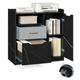 Large Mobile Printer Cabinet with Door Lockable Casters and 2 Filing Drawers Black Marbled