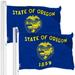 G128 2 Pack: Oregon OR State Flag | 3x5 Ft | Double LiteWeave Pro Series Double Sided Printed 150D Polyester | Indoor/Outdoor Brass Grommets Thicker and More Durable Than 100D 75D Poly 2-ply