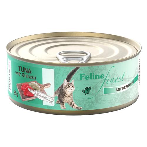 Sparpaket: 24x85g Feline Finest Thunfisch mit Breitling Katzenfutter nass