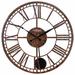 NeXtime London 20-Inch Metal Open -Face Wall Clock w/ Roman Numerals & Pendulum Metal in Brown | 19.7 H x 19.7 W x 2.05 D in | Wayfair 3281BR