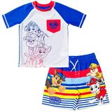 Paw Patrol Chase Marshall Rubble Toddler Boys Rash Guard and Swim Trunks Outfit Set Toddler to Little Kid