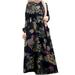 Maxi Dress Women Cotton Linen Vintage Floral Kaftan Dress Plus Size Empire Waist Belt Muslim Long Prayer Dress