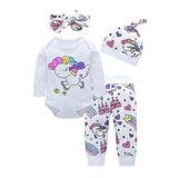 dmqupv Girls Outfits Sets Boys Cartoon 4pcs Set Outfits Girls Clothes Active Wear for Teen Girls White 100(18-24M)