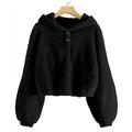 dmqupv Kids Girl s Winter Hoodie Warm Loose Button Down Pullover Jacket Top Coat Kids Leather Jacket Shirt Black 10-12 Years