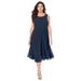 Plus Size Women's Georgette Fit-And-Flare Dress by Roaman's in Navy (Size 42 W)