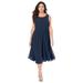 Plus Size Women's Georgette Fit-And-Flare Dress by Roaman's in Navy (Size 16 W)