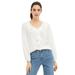 Plus Size Women's Knit Top With Ruffled V-Neck by ellos in White (Size 10/12)