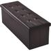 Red Barrel Studio® 44" Wide Faux Leather Tufted Rectangle Storage Ottoman Faux Leather/Stain Resistant in Brown | 15 H x 44 W x 15 D in | Wayfair