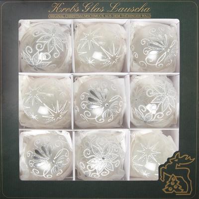 Weihnachtsbaumkugel KREBS GLAS LAUSCHA "Dekor, Weihnachtsdeko, Christbaumschmuck, Christbaumkugeln Glas", transparent (transparent, silberfarben, weiß), Ø:8cm, Glas, Weihnachtsbaumkugeln, mundgeblasen Image