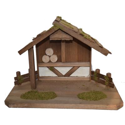 Krippe ALFRED KOLBE "Weihnachtsdeko", braun (braun, natur), B:40cm H:28cm T:20cm, Weihnachtskrippen, aus Holz, 40x20x28 cm, für Figuren bis 13 cm Höhe Image