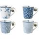 Becher LAURA ASHLEY BLUEPRINT COLLECTABLES "Designs China Rose, Sweet Allysum, Floris, Candy Stripe" Trinkgefäße Gr. Ø 8,8 cm x 8,9 cm, 320 ml, 4 tlg., blau (bleu, weiß) Kaffeebecher und Kaffeetassen