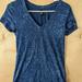 Adidas Tops | Adidas Womens Short Sleeve Speckle V Neck T Shirt Extra Small Xs Blue 5.102 | Color: Blue | Size: Xs