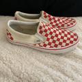 Vans Shoes | Men’s 8 1/2 Red Checkered Slip On Vans. Look At All Pics. As Is | Color: Red/White | Size: 8.5