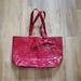 Disney Bags | New Disneyland Resort Red Croc Embossed Oversized Tote Bag Bow Mickey Charm | Color: Pink/Red | Size: Os