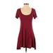 Mi ami Casual Dress - Mini: Red Solid Dresses - Women's Size Small