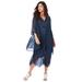 Plus Size Women's Scallop-Trim Chiffon 2-Piece Dress Set by Roaman's in Navy (Size 12 W)