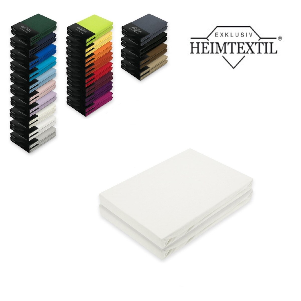 EXKLUSIV HEIMTEXTIL Doppelpack Jersey Spannbettlaken Premium Weiß 90 - 100 x 200 cm Image
