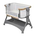 baba bing BABABING Bedside Crib & Travel Cot, 2-in-1 Bedside Sleeper and Travel Crib with One-Click Folding, Baby Travel Essential, Next to Me Crib - Grey