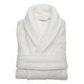 LINUM Unisex Herringbone Weave Bathrobe 100% Authentic Turkish Cotton Luxury Spa Hotel Collection, White, S/M