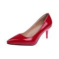 Womens Court Shoes Pointed-Toe Kitten Heel Bridal Wedding Stilettos Patent Leather Dress Shoe Fashion Shiny Party Heels Red