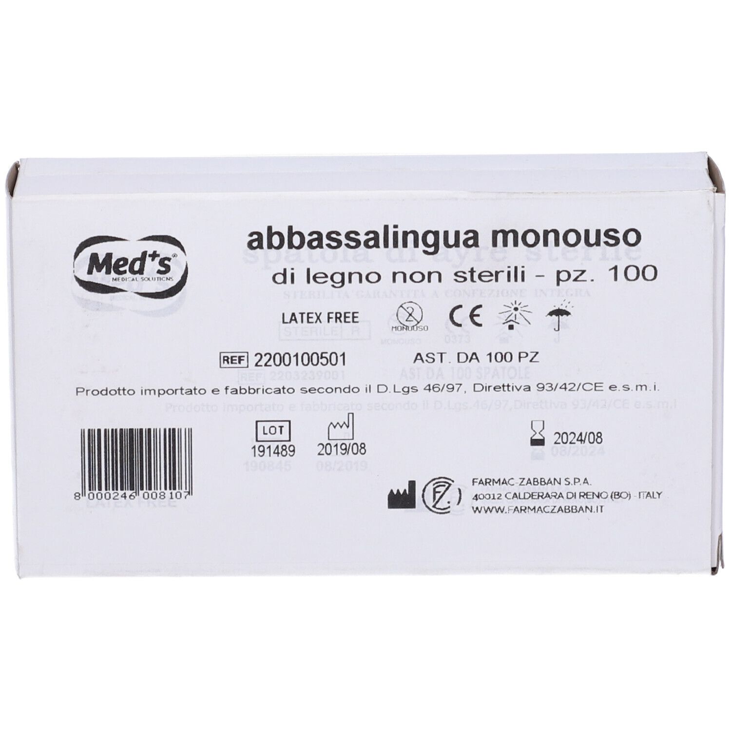 Med´s Abbassalingua Monouso di Legno non Sterili 100 pz Altro