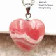 Pendentif coeur d'amour en rhodochrosite rouge naturel pour femme bijoux en pierres précieuses