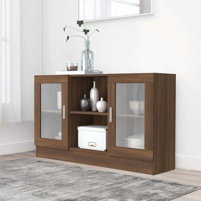 Vitrinenschrank Braun Eichen-Optik 120x30,5x70 cm Holzwerkstoff - Vidaxl Image