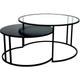 Tables basses gigognes rondes design verre trempé et métal noir tahl (lot de 2) - Noir