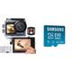 Exprotrek Action Cam 4K Unterwasserkamera Wasserdicht 40M Ultra HD 20MP Kamera 170 ° Ultra-Weitwinkel & Samsung EVO Select microSD Speicherkarte, 128 GB, UHS-I U3, Full HD, 130MB/s Lesen