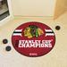 Red 27 x 27 x 0.25 in Kitchen Mat - FANMATS Chicago Blackhawks_Chicago Blackhawks Hockey Puck Rug - 27In. Diameter, 2013 NHL Stanley Cup Champions Plastic | Wayfair