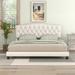 Upholstered Curved Tufted Linen Platform Bed Frame