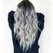 Wig Female Long Curly Hair Big Waves Black and Grey Gradient Colour Long Hair European and American Fashion Chemical Fiber Head Coverings In Stock