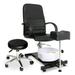 Paddie Black Pedicure Chair Pedicure Unit Station Hydraulic Adjustable with Foot Massage Basin/Rolling Stool for Salon