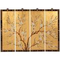 Oriental Furniture Gold Lacquer Wall Plaque - Cherry Blossom
