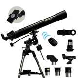 PolarLink 80EQ Refractor Telescope â€“ 80mm aperture 900mm Focal Length Telescope - Manual German Equatorial Telescope with Slow Motion Control on Both Axes â€“ Bonus Smartphone Adapter and remote