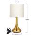 Minimalist gold lamp set of 2 with Linen Shade and Metal Base