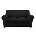 Rosnek Stretch 3 Piece Grid Couch Cover Sofa Cover Kit Separate Cushion Couch Slipcover Furniture Protector for 2 Cushion Couch Black