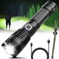 YOLETO LED Flashlight 90000 Lumens Super Bright Tactical Flashlight Rechargeable Flash Light 5 Modes Zoomable Waterproof Flash Lights for Emergency Outdoor Home Camping Hiking