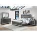 House of Hampton® Ellisha Gray LED Upholstered Panel Bedroom Set Special 3 Bed Dresser Mirror Wood in Brown/Gray | 24 H x 63 W x 81 D in | Wayfair