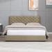 Red Barrel Studio® Camy Tufted Storage Platform Bed Wood & /Upholstered/Linen in Brown | 37.4 H x 54.8 W x 78.4 D in | Wayfair