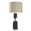 Canora Grey Kloc Adjustable Metal Table Lamp Metal/Fabric in Black/Brown/White | 34 H x 8.3 W x 8.3 D in | Wayfair CCA7562A2AB94951A601BABFF4CC9C27