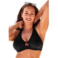 Plus Size Women's Loop Strap Underwire Halter Bikini Top by Swimsuits For All in Black (Size 12)