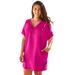 Plus Size Women's French Terry Lightweight Cover Up Tunic by Swimsuits For All in Fruit Punch (Size 14/16)