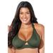 Plus Size Women's Loop Strap Underwire Halter Bikini Top by Swimsuits For All in Military (Size 18)
